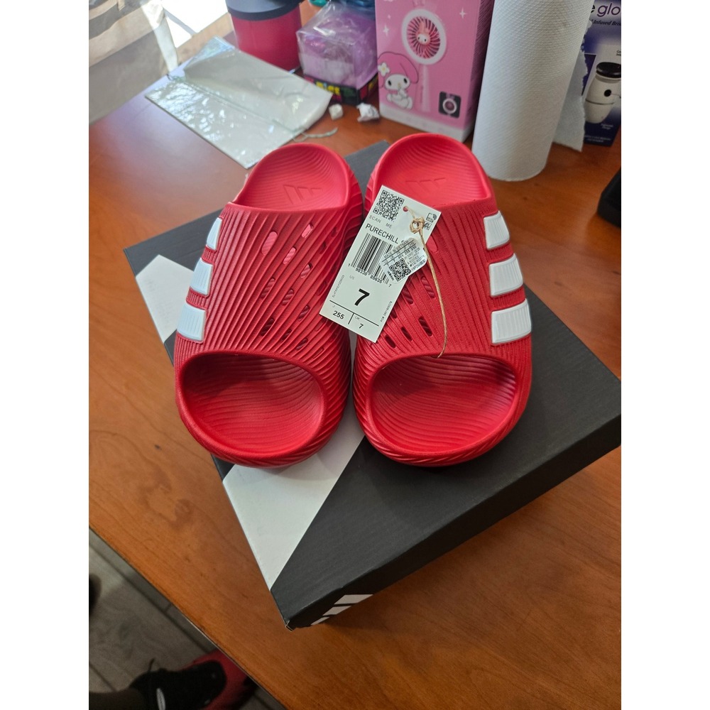 Adidas Purechill Slides Red White KI0063 Mens Size 7 Sandal Slip On Shoes